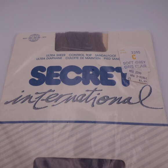 SECRET international Ultra Sheer Control Top Sandalfoot Soft Grey Pantyhose - Picture 3 of 13
